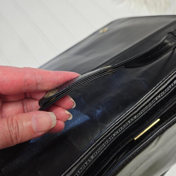 Vintage Charles Jourdan of Paris Brown Black Leather Envelope Shoulder Bag 15x9" - Picture 9 of 13